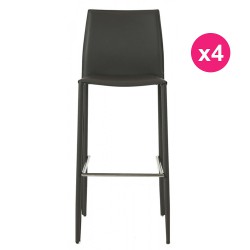 Conjunto de 4 sillas de cuero gris de la barra KosyForm