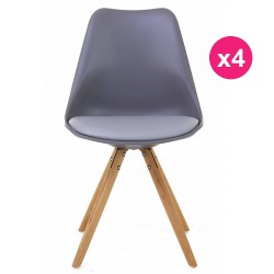 Conjunto de 4 cadeiras cinza Carvalho KosyForm base