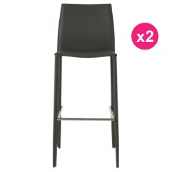 Conjunto de 2 cadeiras de couro sintético cinza KosyForm Bar