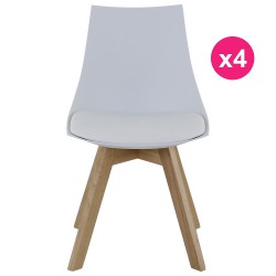 Set of 4 chairs white and oak KosyForm base