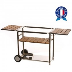 Cart Plancha gas Trio 3 wood and stainless steel lights