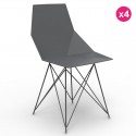 Set of 4 chairs FAZ Vondom stainless steel legs black without armrests