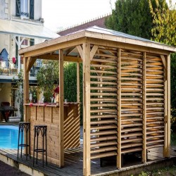 Garden gazebo Blueterm wood 12.32 m2 with Counters and 2 Habrita Walls