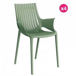 Set of 4 Vondom Ibiza armchairs with green armrests