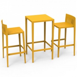 Definir mesa Spritz e 2 bancos Altura do assento Vondom 76cm amarelo