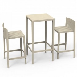 Set Spritz table and 2 stools Vondom seat height 66cm unbleached