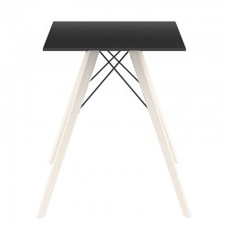 Dining table Vondom Faz Wood black square top and natural oak feet