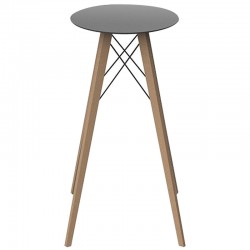 Vondom Wood Tisch Runde Runde Schwarzes Hpl und Fuß Eiche Natur Durchmesser 60 x H105cm