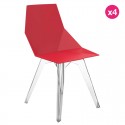 4 Stühle von Vondom Faz rot mit durchsichtigen Ständern und Armlehnen