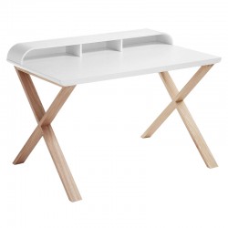 Office Design melaminico laccato bianco e piedini in legno massello di frassino 120x79 KosyForm