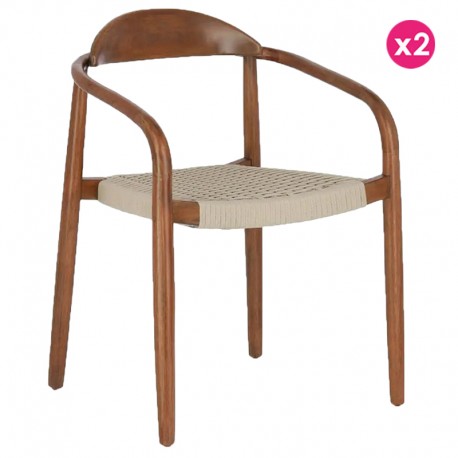 Set van 2 stoelen met armleuning in zwart en beige eucalyptus KosyForm