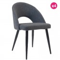 Conjunto de cadeiras 4 cadeiras com encosto ergonômico e tecido cinza escuro pés pretos KosyForm