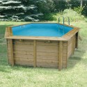 Pool Holz Ubbink Azura Achteckig 410 H120cm Blau Liner und Sommerplane
