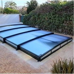 Pool Enclosure Low Telescopic Shelter Tapia ready to install for pool 800 x 400