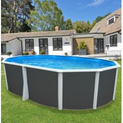 Above ground pool TOI Ibiza Compact oval 550x366x132 with complete kit Anthracite