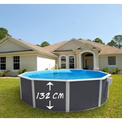 Above ground pool TOI Magnum round 350x132 with complete kit Anthracite