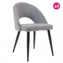 Set of 4 Chairs with ergonomic backrest and light grey fabric with black legs VeryForma