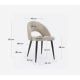 Set van 4 beige fluwelen stoelen met ergonomische rugleuning Zwarte poten KosyForm