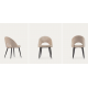 Set van 4 beige fluwelen stoelen met ergonomische rugleuning Zwarte poten KosyForm